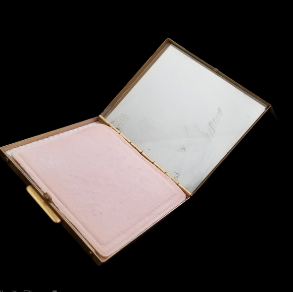 Vintage Mother Of Pearl Gold Tone Mirrored Compact - Picture 8 of 14